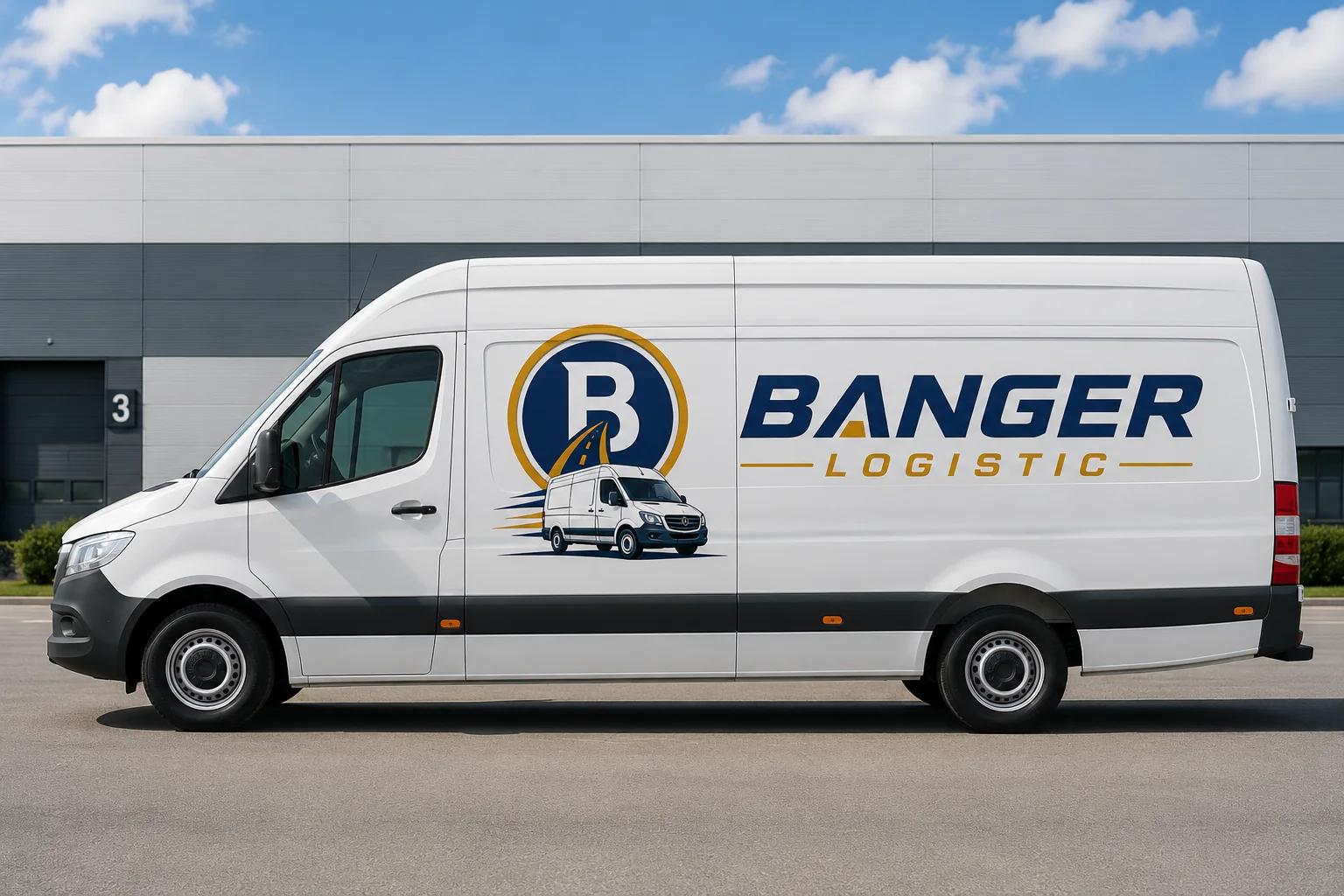 Banger Logistics van parked at a warehouse loading bay